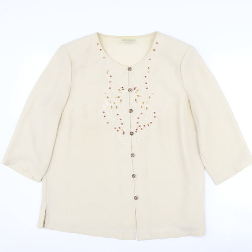 Eastex Women's Beige Blazer UK 14, Polyester, 3/4 Sleeve