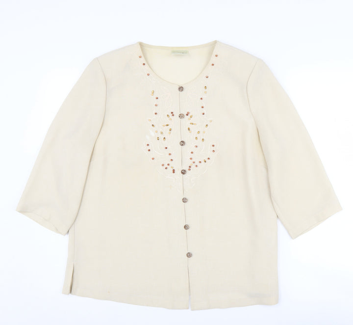 Eastex Women's Beige Blazer UK 14, Polyester, 3/4 Sleeve