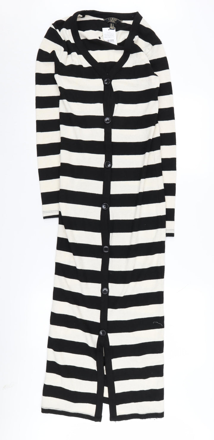 Lipsy Women's Black Striped Cardigan Dress UK 6
