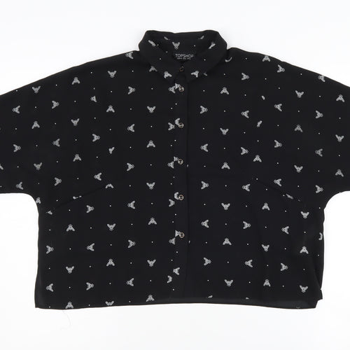 Topshop Women's Black Button-Up Shirt Size 8