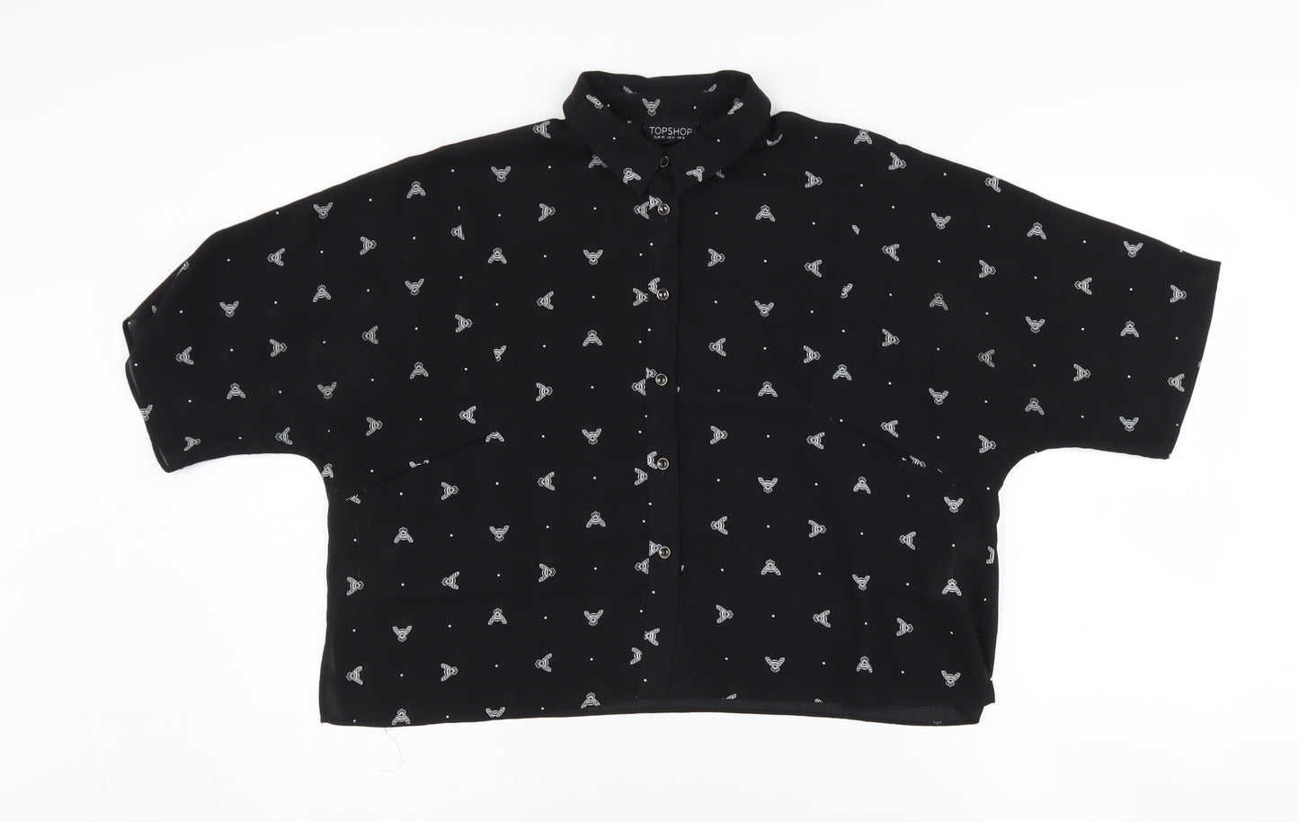 Topshop Women's Black Button-Up Shirt Size 8