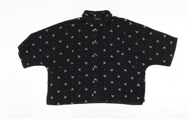 Topshop Women's Black Button-Up Shirt Size 8