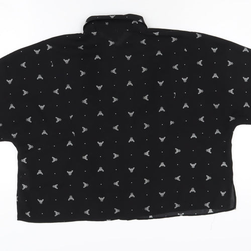 Topshop Women's Black Button-Up Shirt Size 8