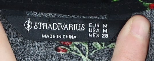 Stradivarius Women's Black Floral Dress Size 12