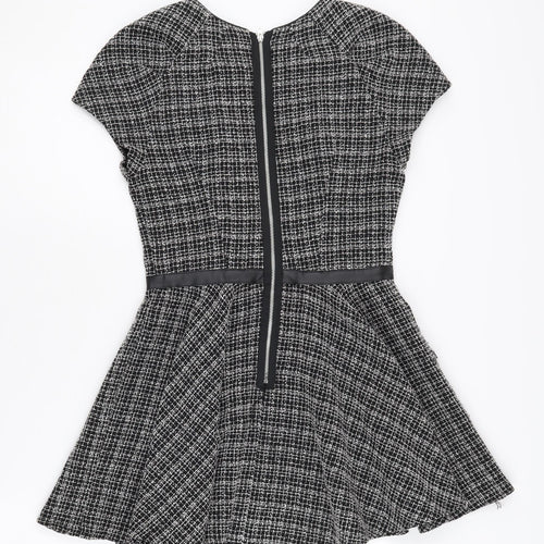 ASOS Petite Women's Black Check Dress, Size 10, Cap Sleeve