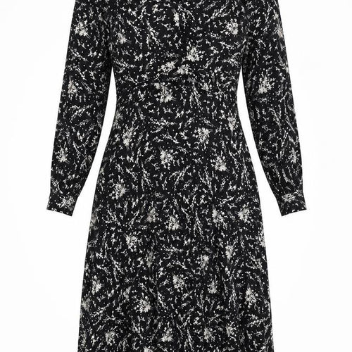 Warehouse Women's Black Floral A-Line Midi Dress, Size 12