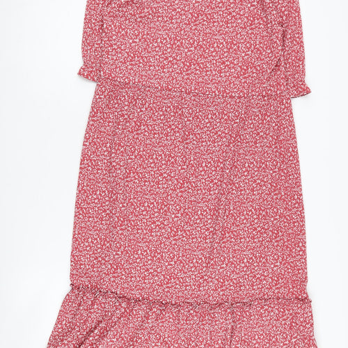 MNG Women's Red Floral Dress, Size 10, 3/4 Sleeve