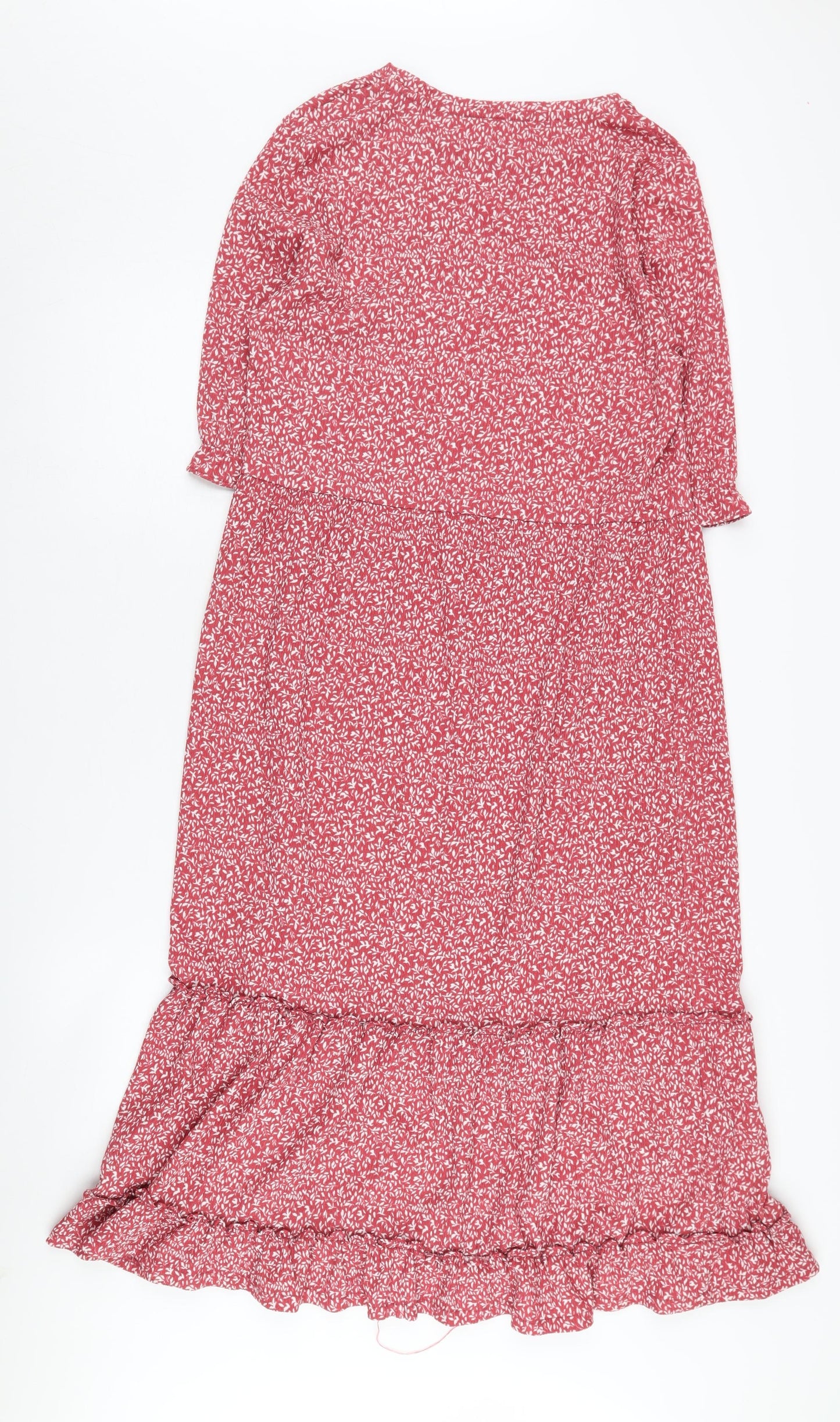 MNG Women's Red Floral Dress, Size 10, 3/4 Sleeve