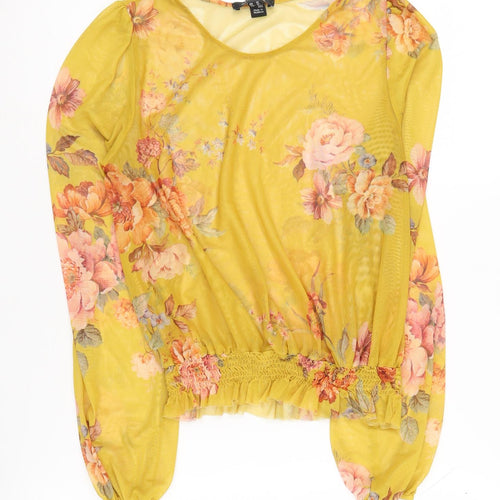 New Look Women's Floral Yellow Blouse, Size 10