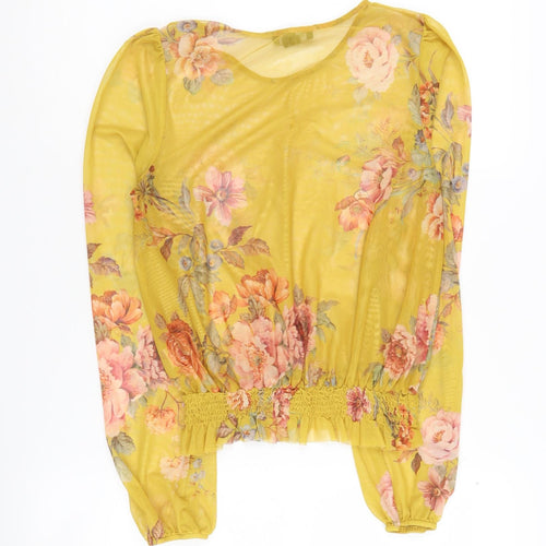 New Look Women's Floral Yellow Blouse, Size 10