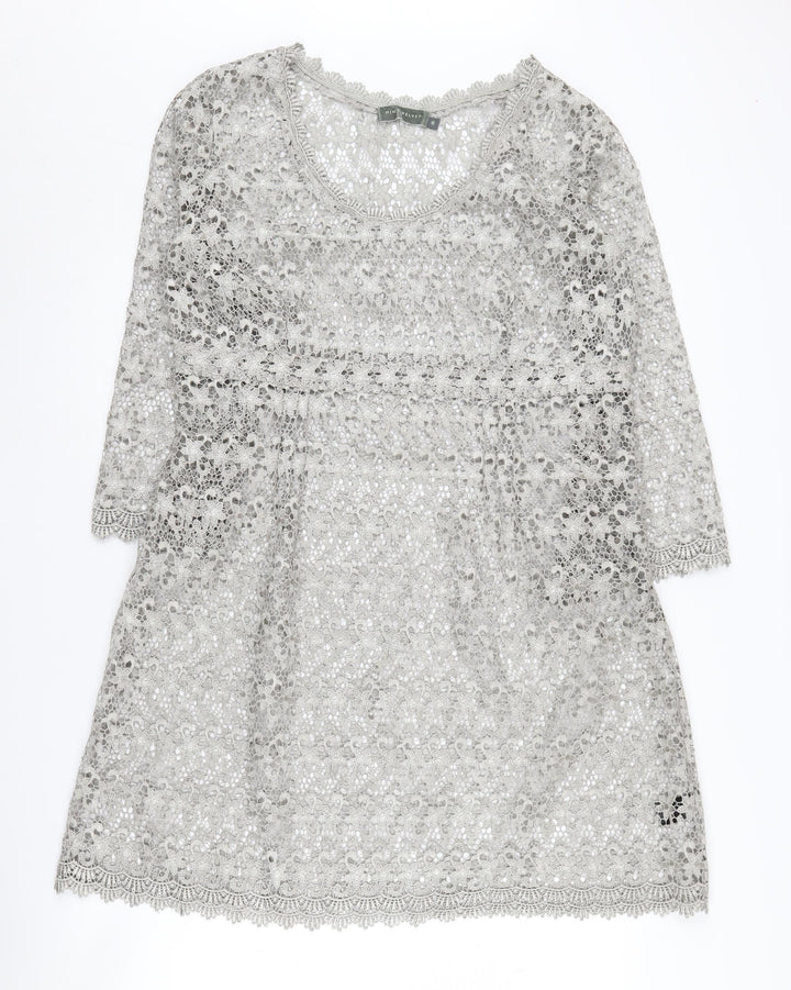 Mint Velvet Women's Grey Lace Dress - Size 16