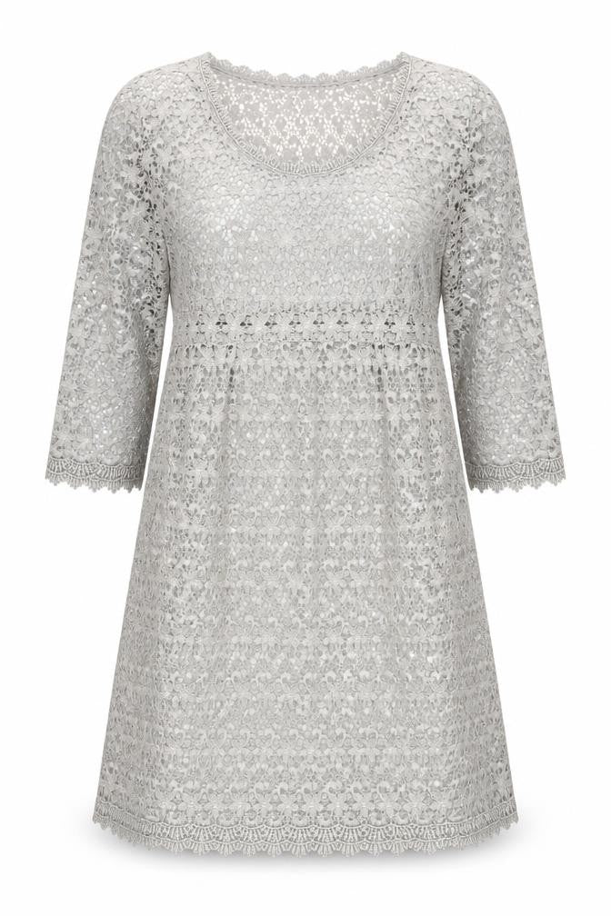 Front view of Mint Velvet Women's Grey Lace Dress -, size 16