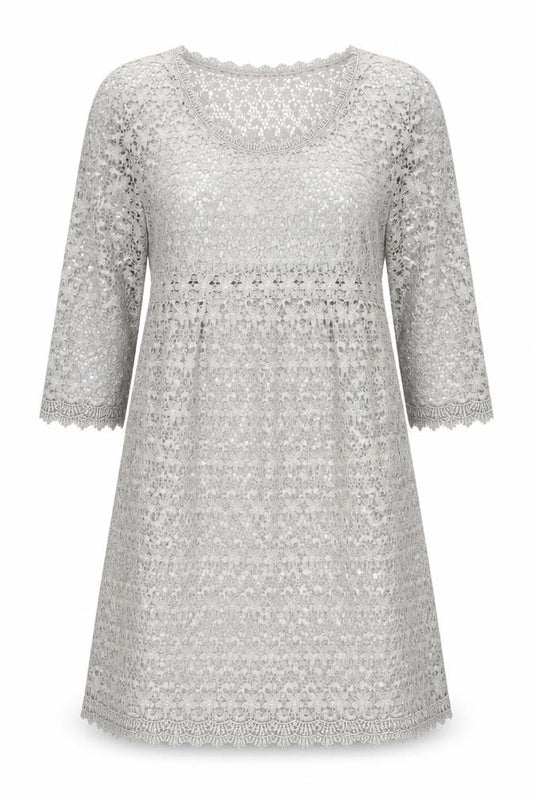 Front view of Mint Velvet Women's Grey Lace Dress -, size 16