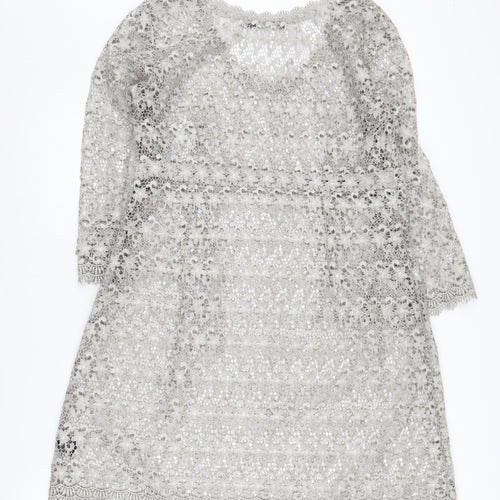 Mint Velvet Women's Grey Lace Dress - Size 16