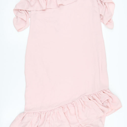 NA-KD Pink One Shoulder Asymmetric Dress Size 10