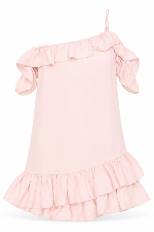 Front view of NA-KD Pink One Shoulder Asymmetric Dress, size 10