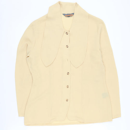 Bassini Women's Beige Button-Up Shirt Size 12