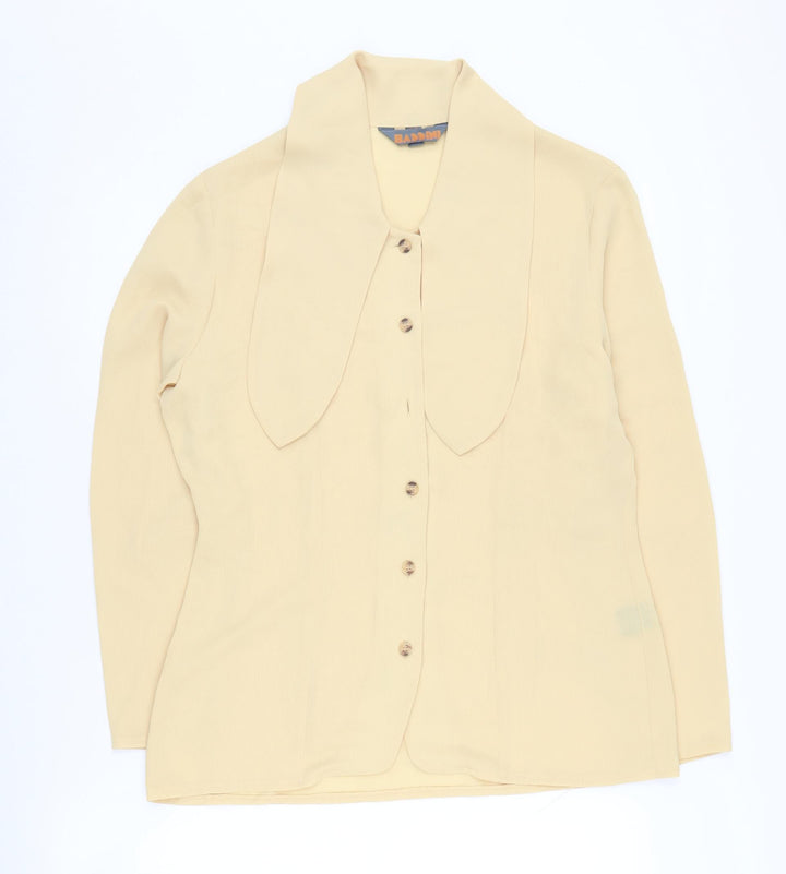 Bassini Women's Beige Button-Up Shirt Size 12