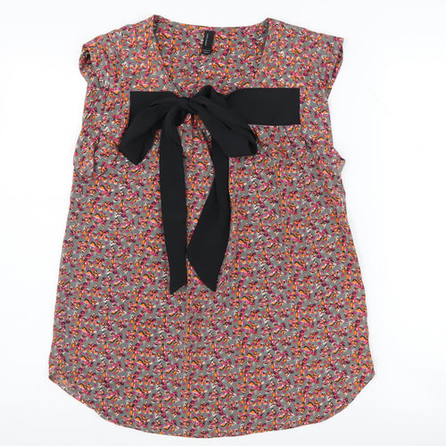 Vero Moda Women's Floral Bow Blouse, Multicoloured, M