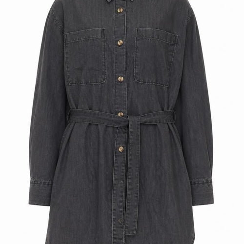 ASOS Women Grey Shirt Dress Size 6 Belted Collared