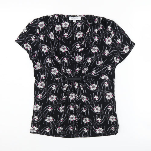 J.Taylor Women's Black Floral Blouse Size 10
