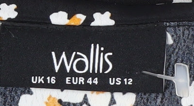 Wallis Women's Black Floral Blouse Size 16