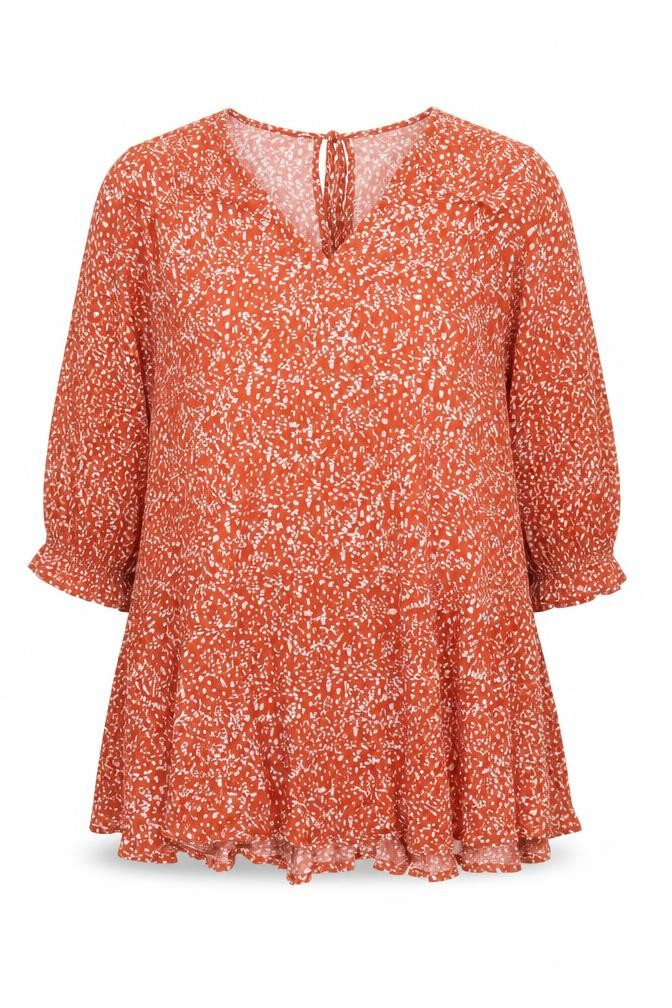 Front view of Weekday Women's Red Floral Dress, size S