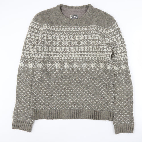 FatFace Men's Grey Fair Isle Pullover Jumper L