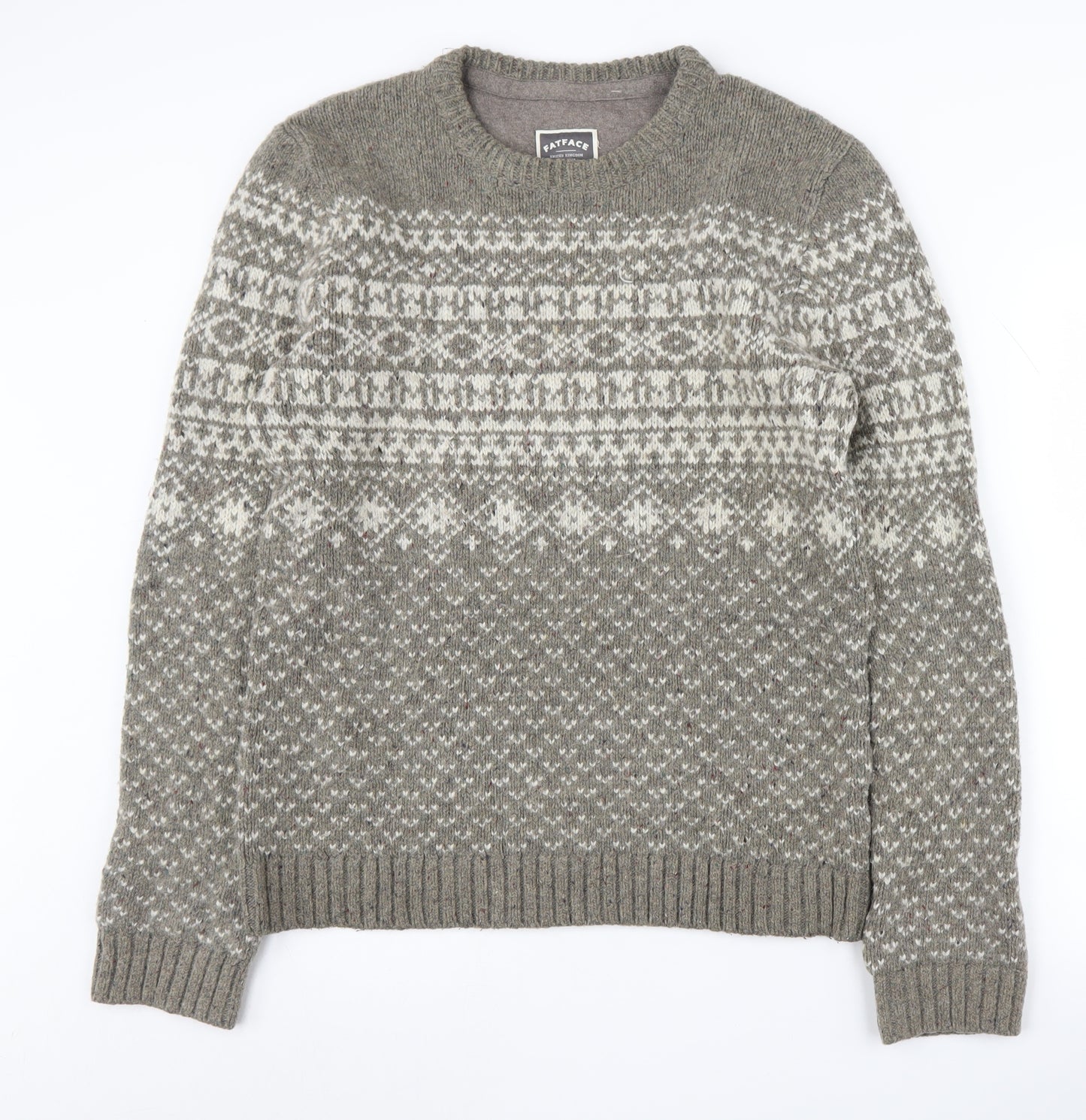 FatFace Men's Grey Fair Isle Pullover Jumper L