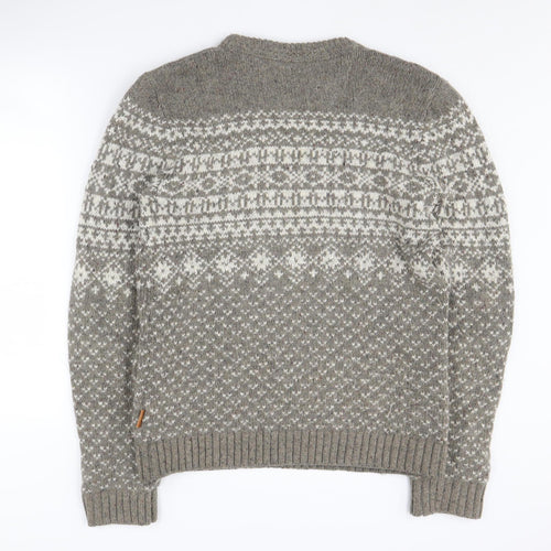 FatFace Men's Grey Fair Isle Pullover Jumper L