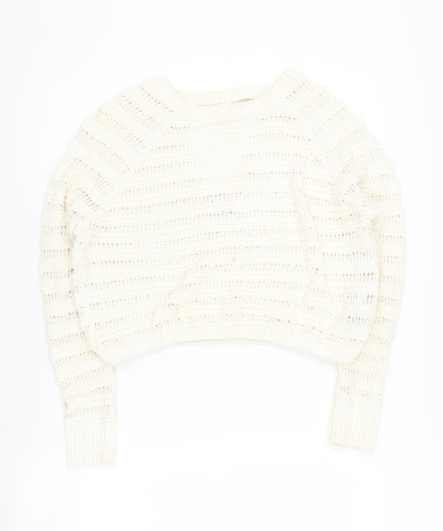 Hollister Women's Ivory Knit V-Neck Pullover Jumper XS