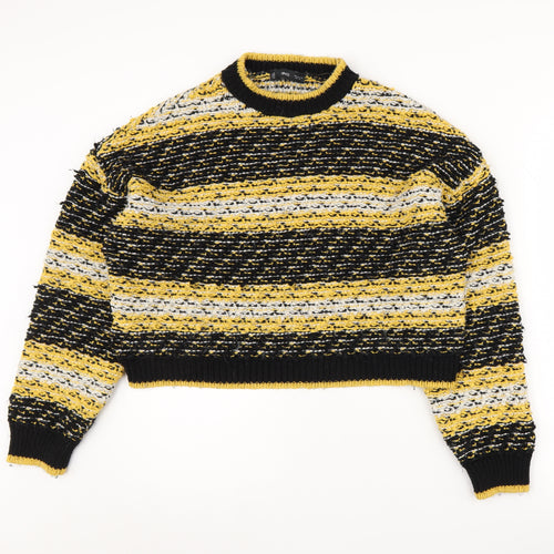 MNG Women's Black Striped Pullover Jumper - M