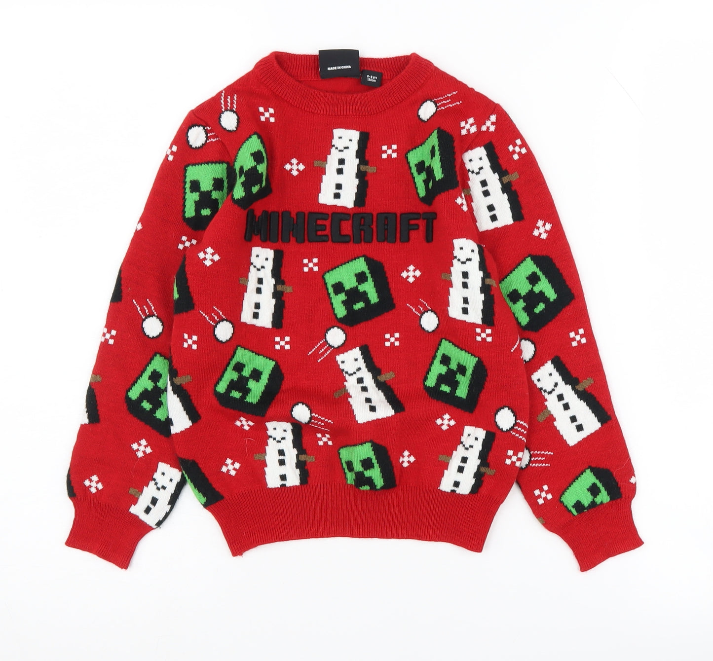 Minecraft Boys Red Pullover Jumper 8-9 Years