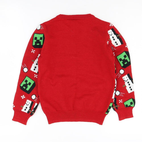 Minecraft Boys Red Pullover Jumper 8-9 Years