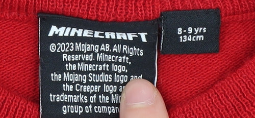 Minecraft Boys Red Pullover Jumper 8-9 Years