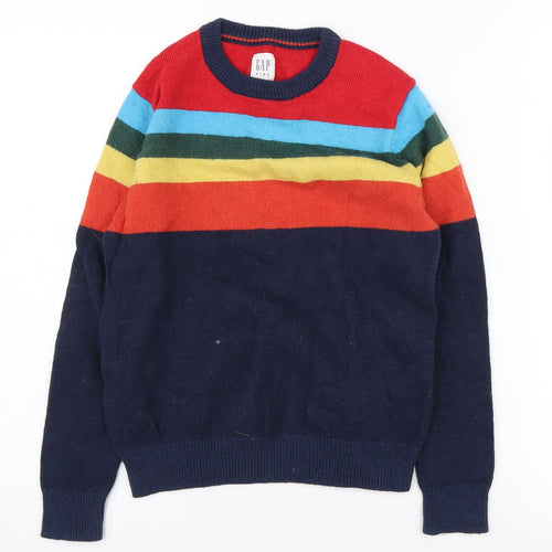 GAP Kids Multicoloured Rainbow Striped Pullover Jumper M