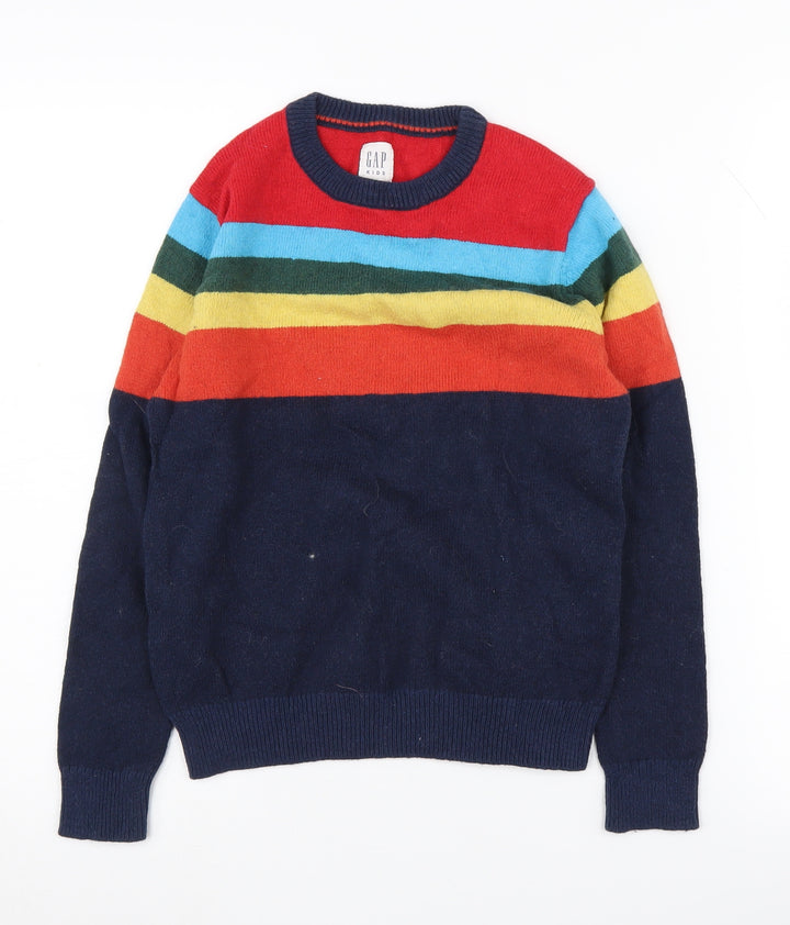 GAP Kids Multicoloured Rainbow Striped Pullover Jumper M