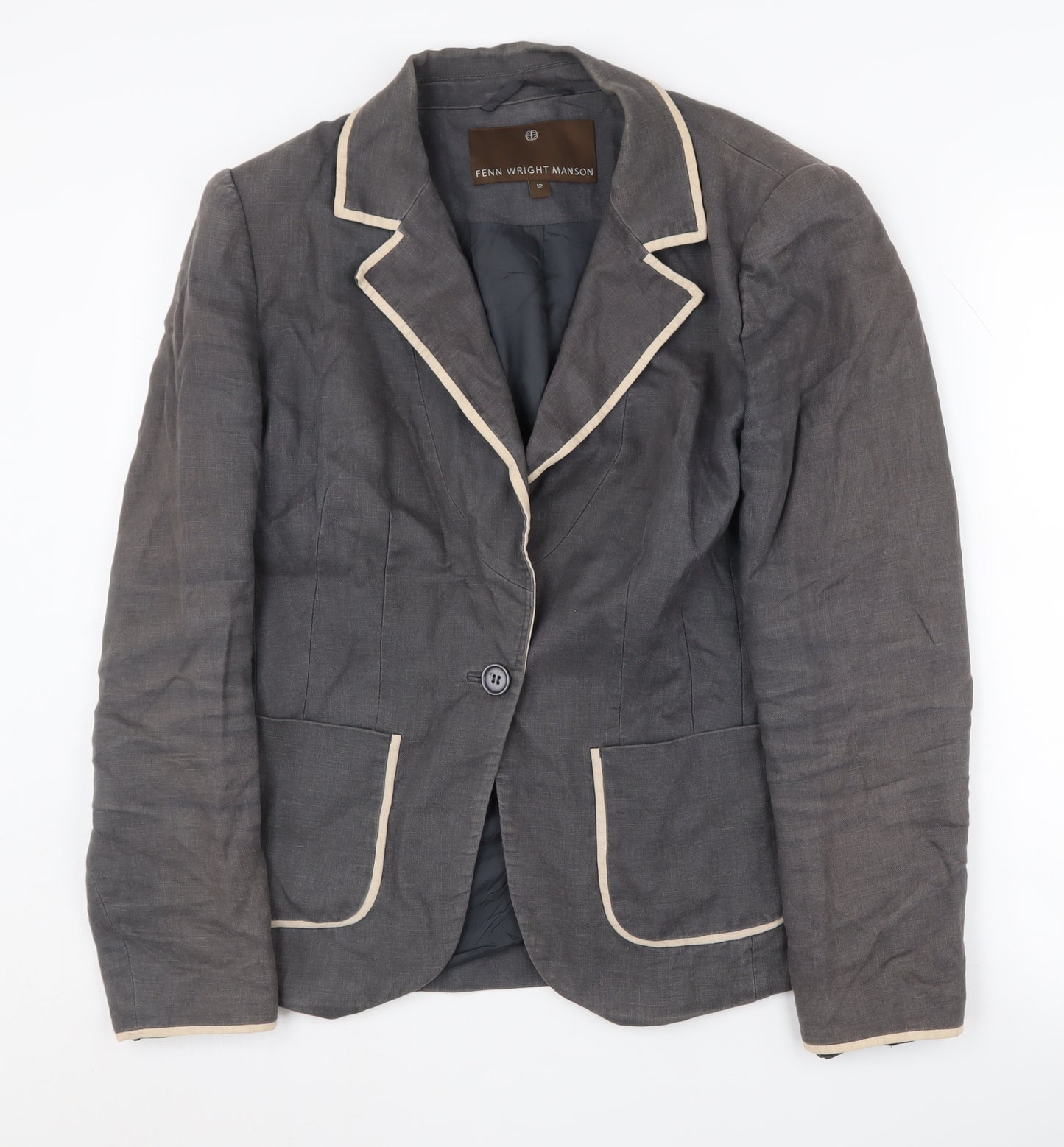 Fenn Wright Manson Women's Grey Linen Blazer Size 12