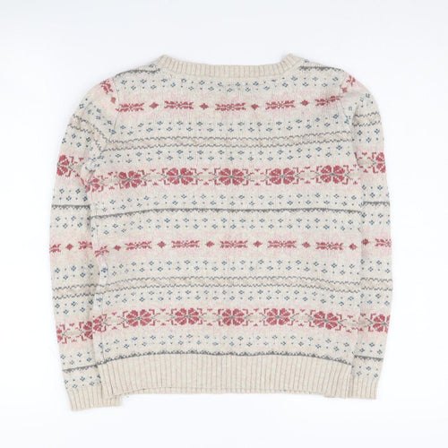 FatFace Women’s Ivory Fair Isle Pullover Jumper - Size 8