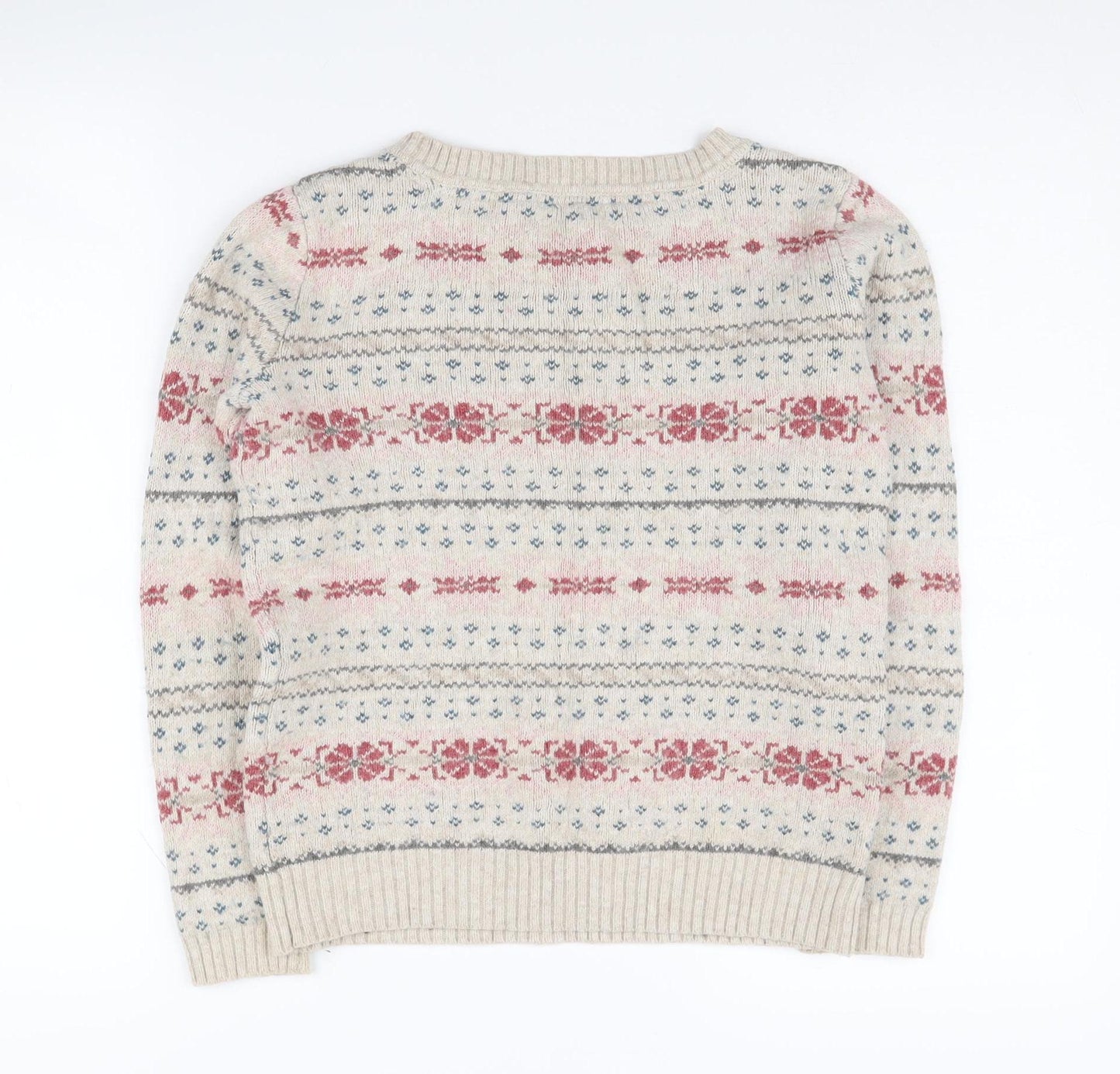 FatFace Women’s Ivory Fair Isle Pullover Jumper - Size 8