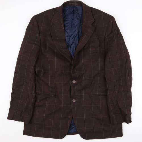 Magee Men's Brown Wool Blazer 40R Check Pattern