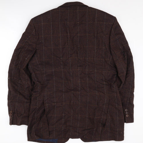 Magee Men's Brown Wool Blazer 40R Check Pattern