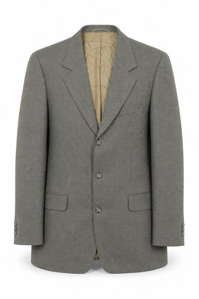 Front view of Desch Men's Grey Geometric Blazer, UK, size 40L