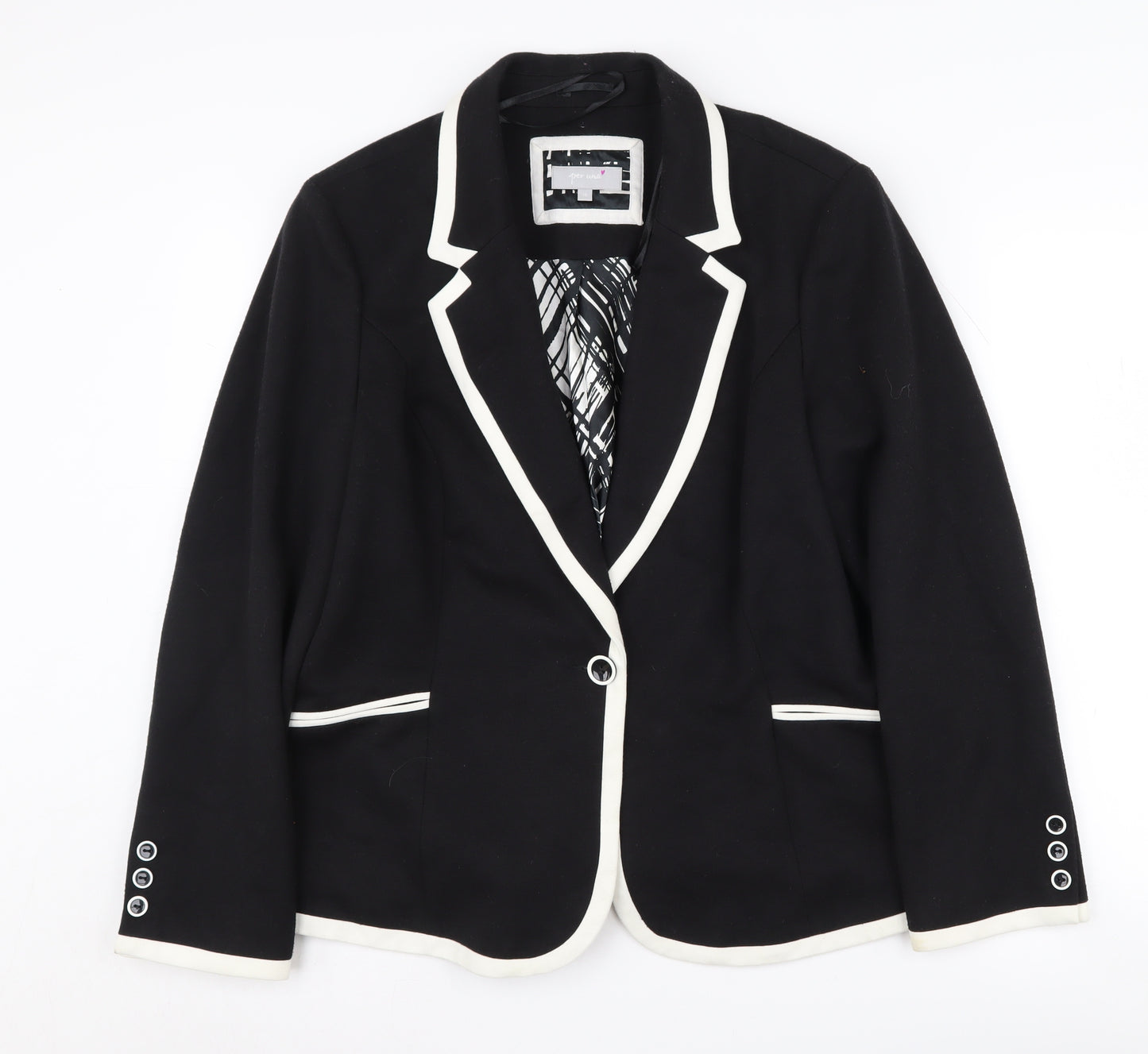 Per Una Women's Black & White Blazer, Size 16, Workwear