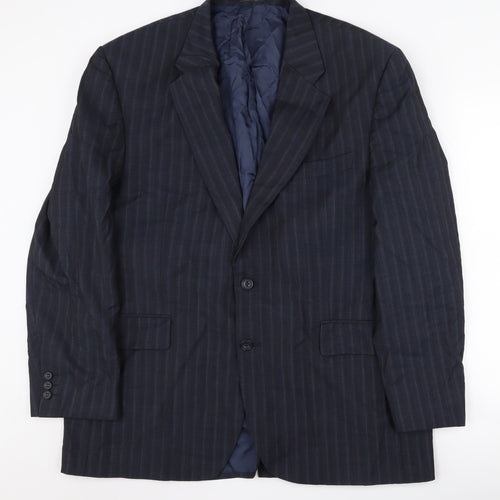 Alexandre Men's Blue Stripe Wool Blazer, Size 44R