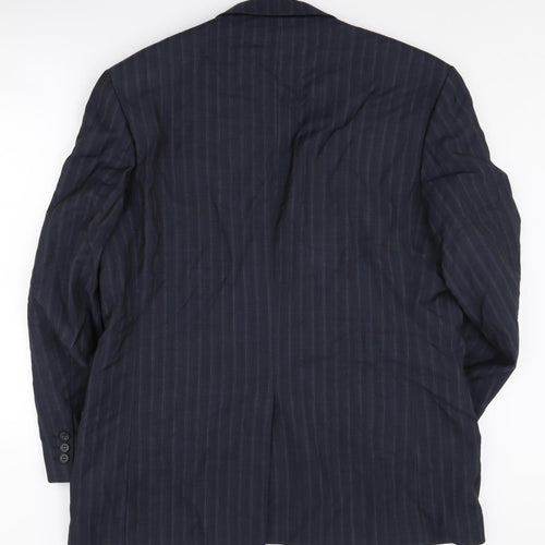 Alexandre Men's Blue Stripe Wool Blazer, Size 44R