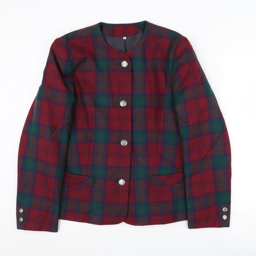 Edinburgh Heritage Women’s Red Plaid Wool Blazer Size 14