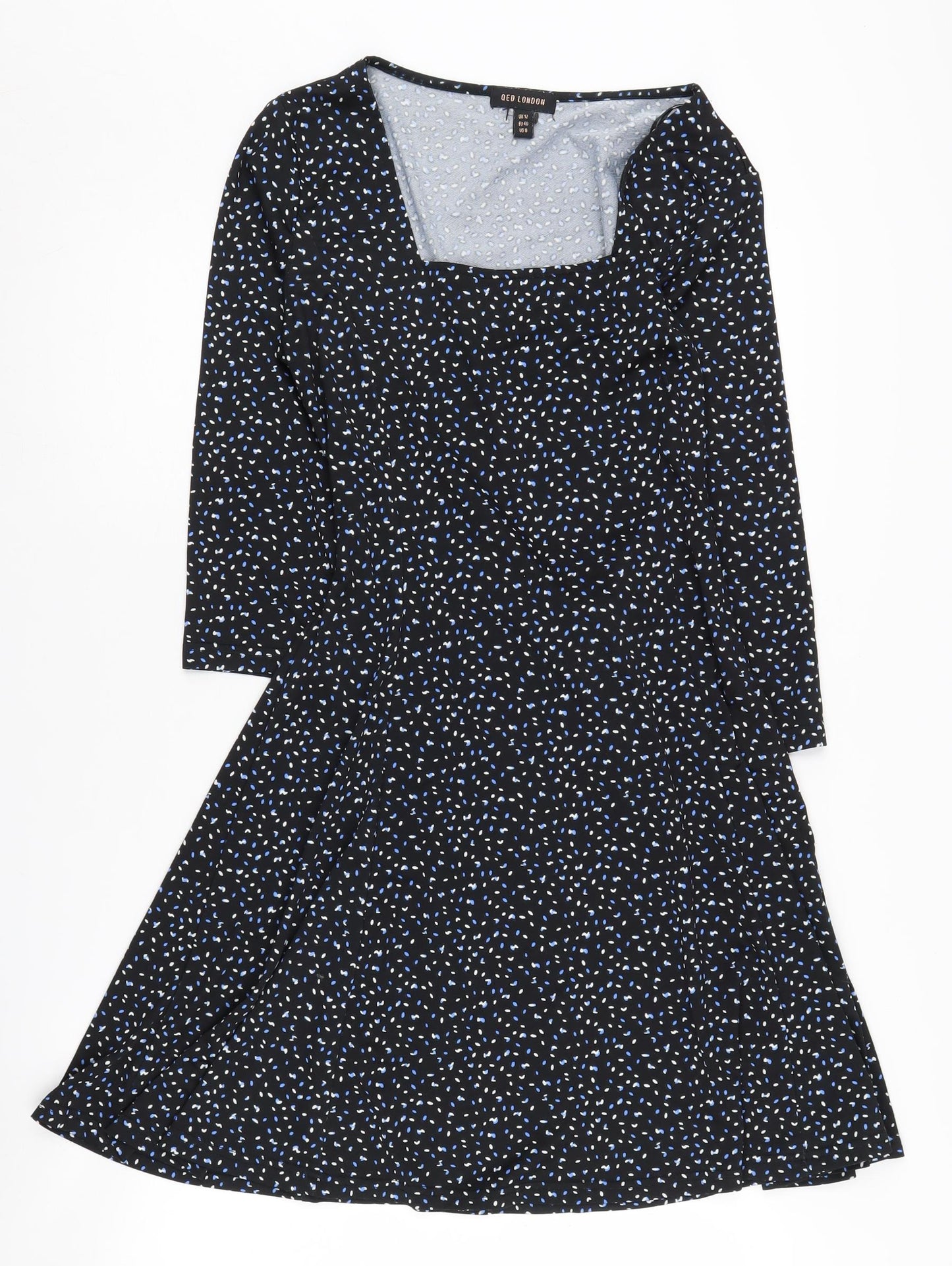 QED London Women's Black Fit & Flare Dress Size 12