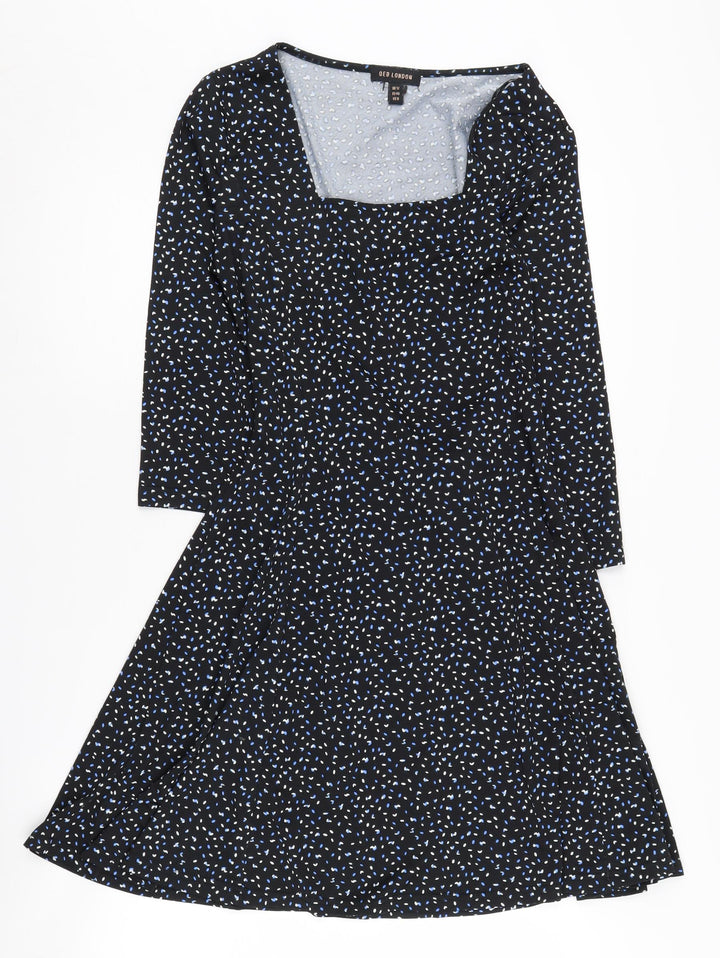 QED London Women's Black Fit & Flare Dress Size 12