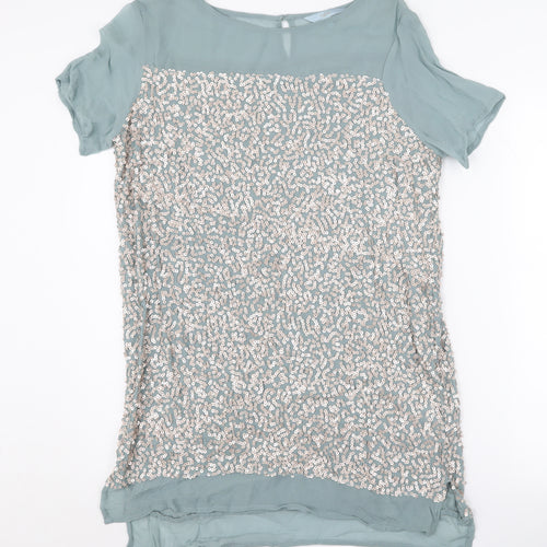 Next Women's Green Sequin Tunic UK 12 Short Sleeve